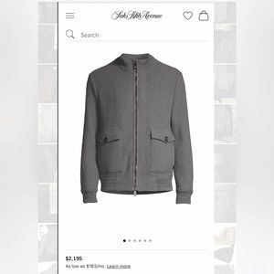 Canali Cashmere Bomber Jacket made in Italy color Gray size 52 / 36 (NWOT)